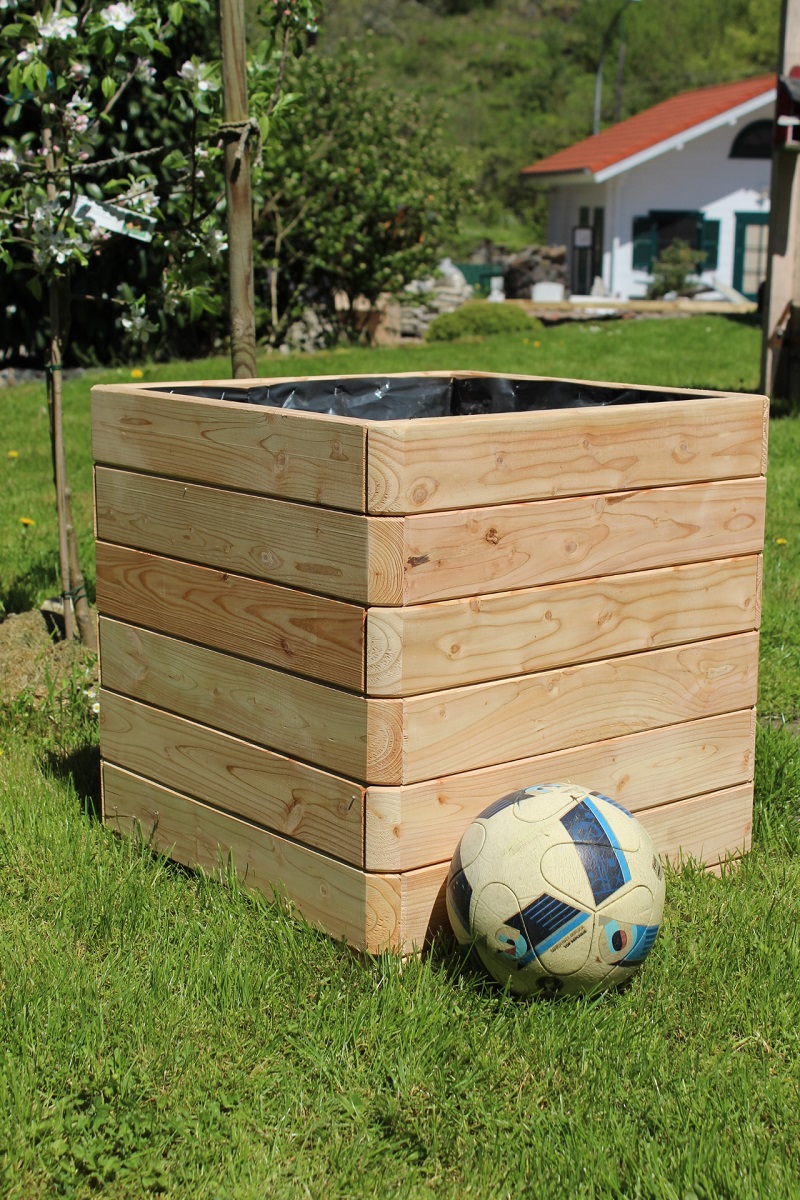 Massiver Pflanzkasten Mammut 58x58xH57 cm aus Lärchenholz natur Blumenkasten Blumentopf Pflanzkübel Kräutertopf