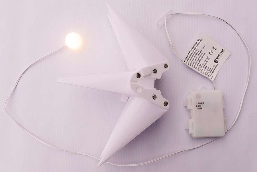 faltstern-mit-led-birne Set mit 3 Sternen weiß 25/25/35 cm zum Aufhängen batteriebetrieben