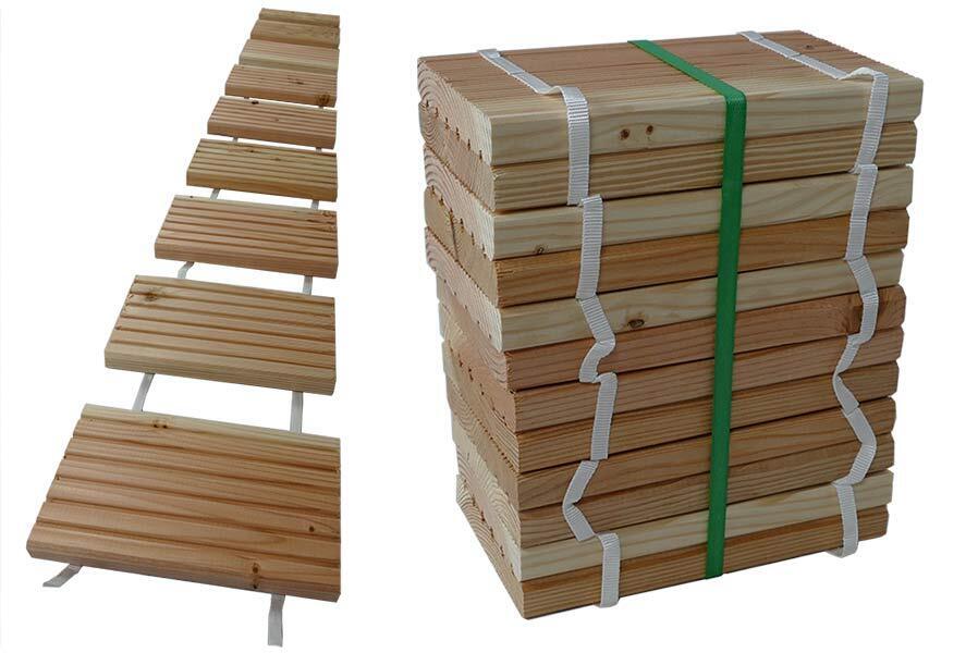 Rollweg aus Lärchenholz Gartentritte Trittplatten aus Holz Fliesen Weg im Garten