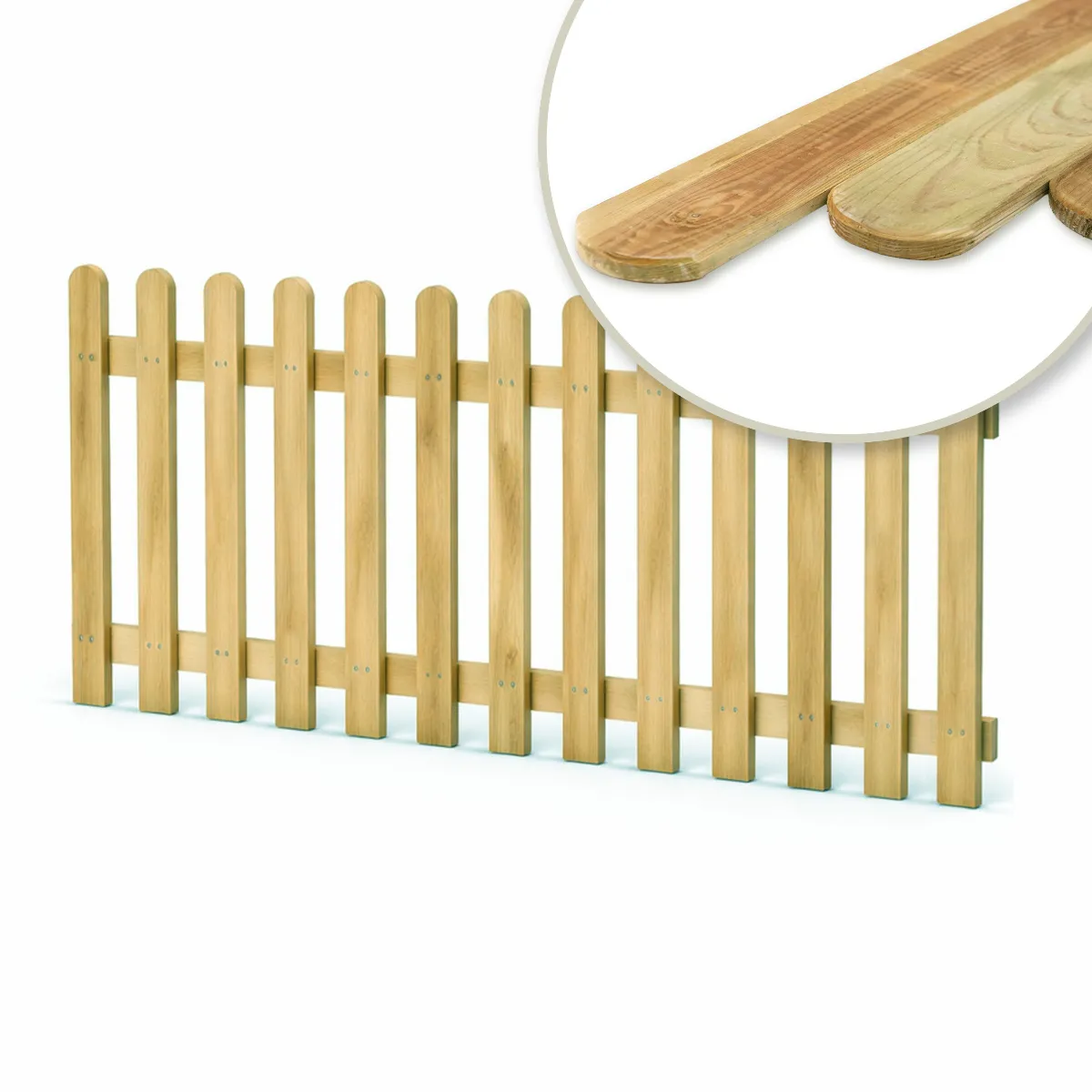 Holzpaket für Gartenzaun Lattenzaun inkl. Schauben 180 cm lang Kiefer imprägniert Typ A 100 cm hoch