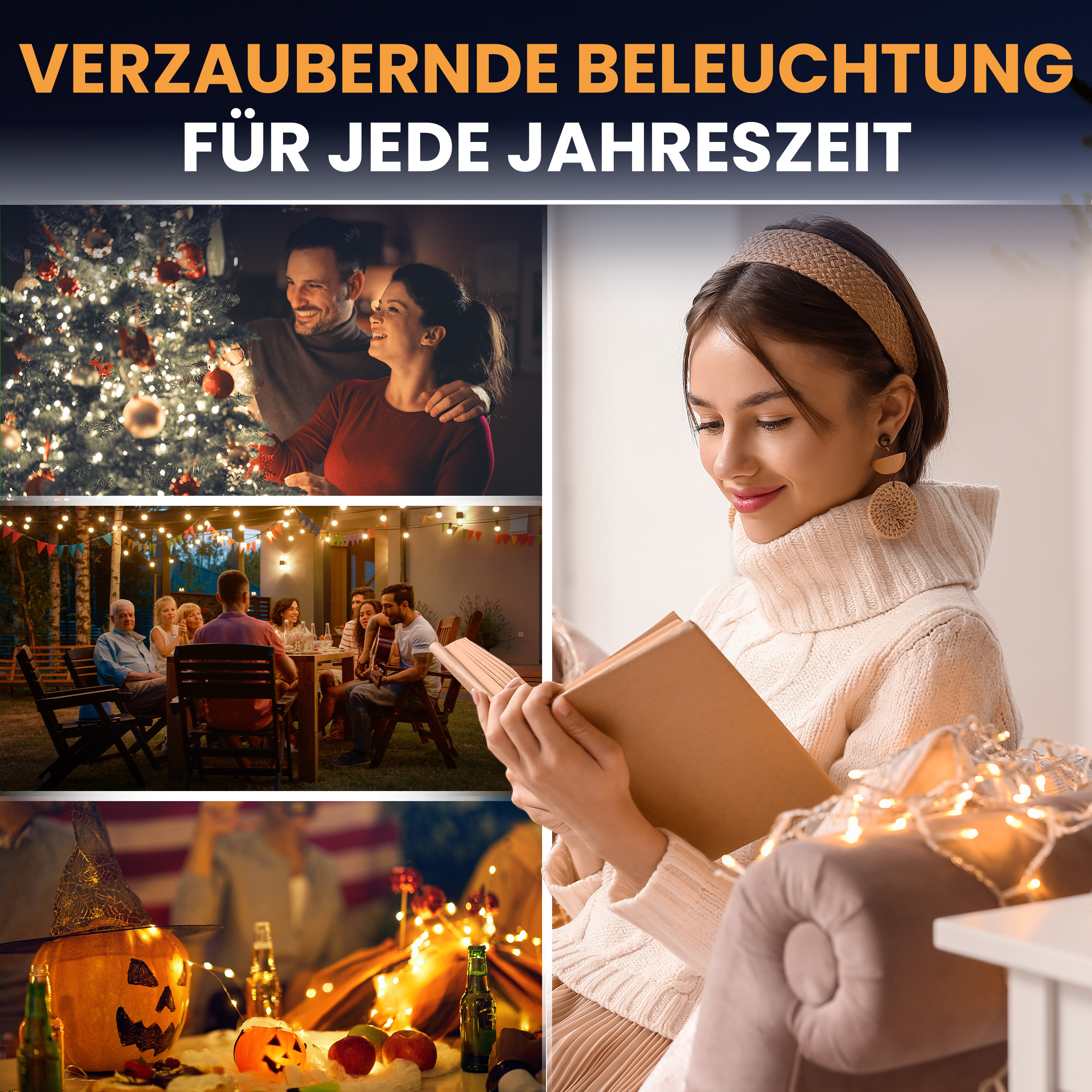 Gartenpirat LED-Eisregen-Lichterkette 12 m warmweiß/kaltweiß IP44