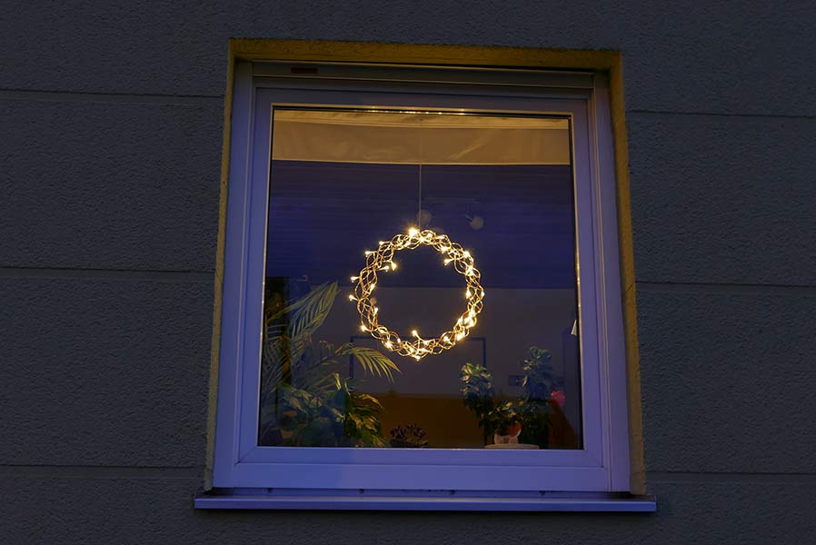 Lichterkranz Ø 40 cm Kupfer 40 LED beleuchtet zum Aufhängen Weihnachten