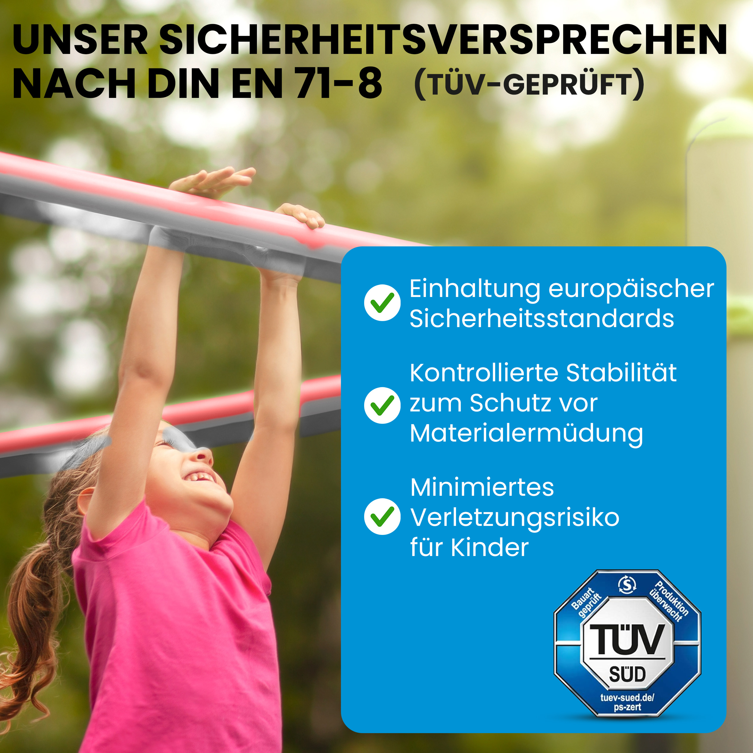 522MBjCLa2CpnL Turnreck aus Kantholz Kiefer imprägniert mit Edelstahl-Reckstange und H-Anker