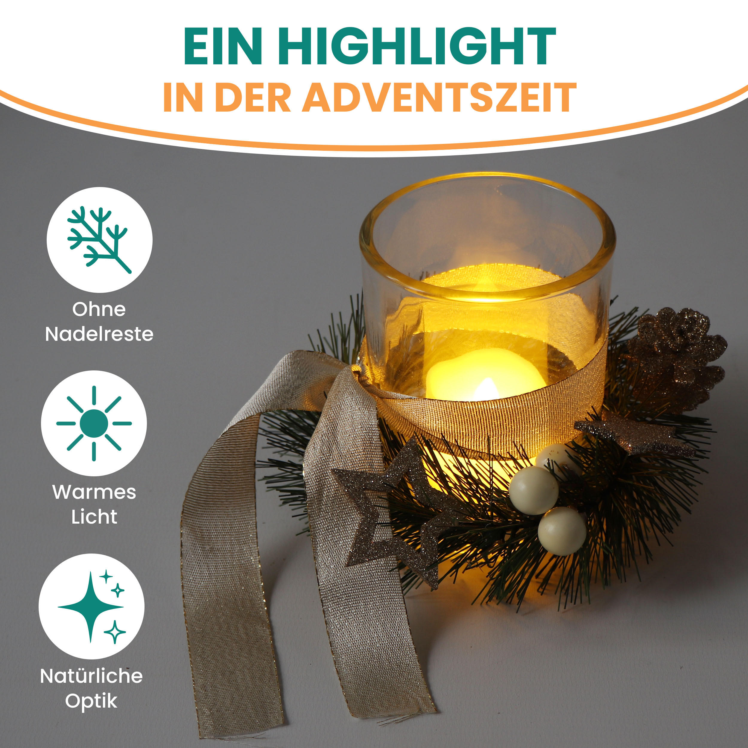 Teelichthalter Ø15 cm Grabgesteck für Allerheiligen