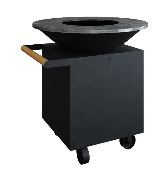 OCB-100-PRO-schwarz OFYR Classic Black 100 PRO mit Rollen Feuerschale Feuerring Grillschale