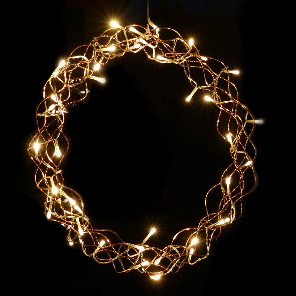 Lichterkranz Ø 40 cm Kupfer 40 LED beleuchtet zum Aufhängen Weihnachten