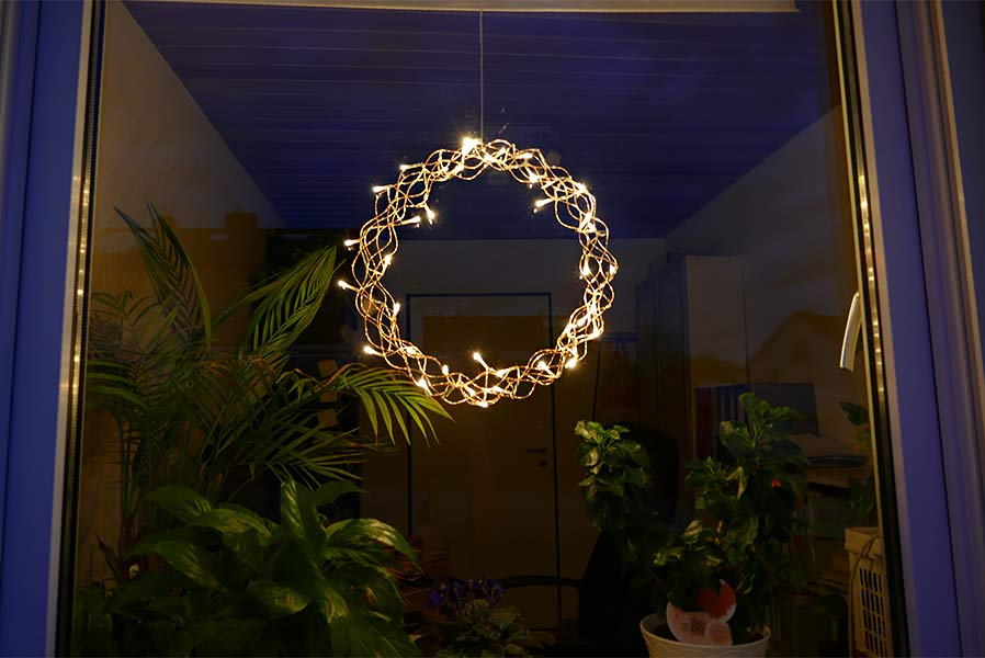 Lichterkranz Ø 40 cm Kupfer 40 LED beleuchtet zum Aufhängen Weihnachten