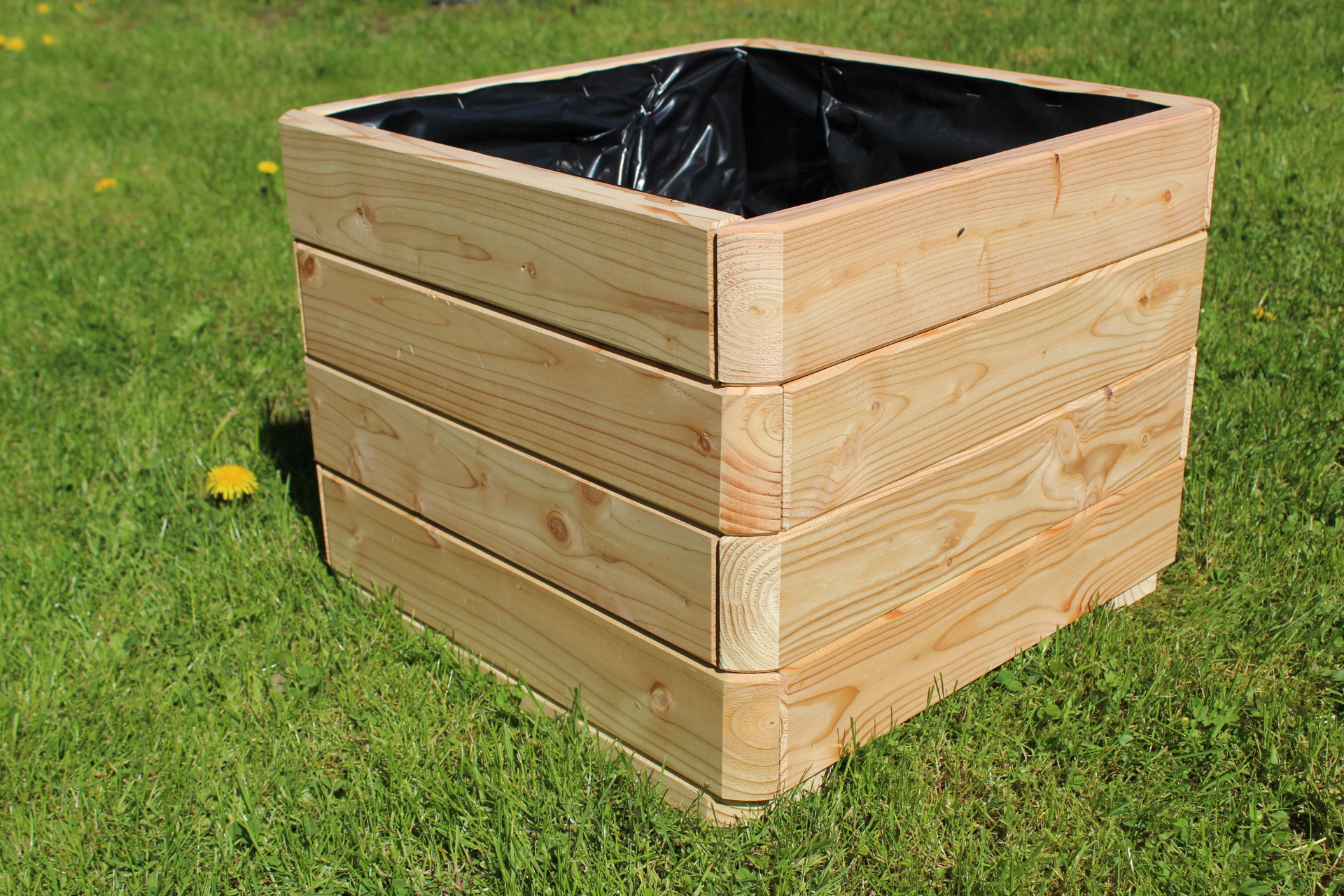 Massiver Pflanzkasten Mammut 50x50xH39 cm aus Lärchenholz natur Blumenkasten Blumentopf Pflanzkübel Kräutertopf