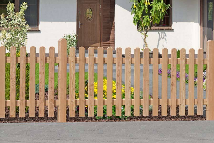 11dG5LrrJDWrFBn Holzpaket für Vorgartenzaun aus Lärchenholz Holzzaun mit 2 Riegeln