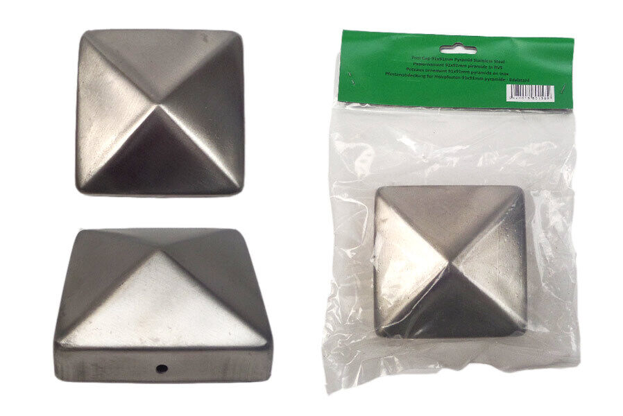 11WFSFvSPDyfFn8 Pfostenkappen 9x9 cm Edelstahl Zaunkappe Pyramide Pfostenabdeckung Pfosten 91 mm