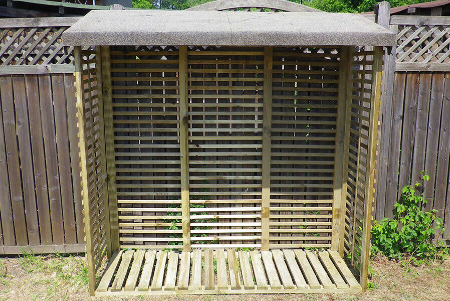Kaminholzregal 1,8m³ mit Rückwand aus Holz KDI grün Brennholzlager Holzunterstand B188×T69×H183 cm