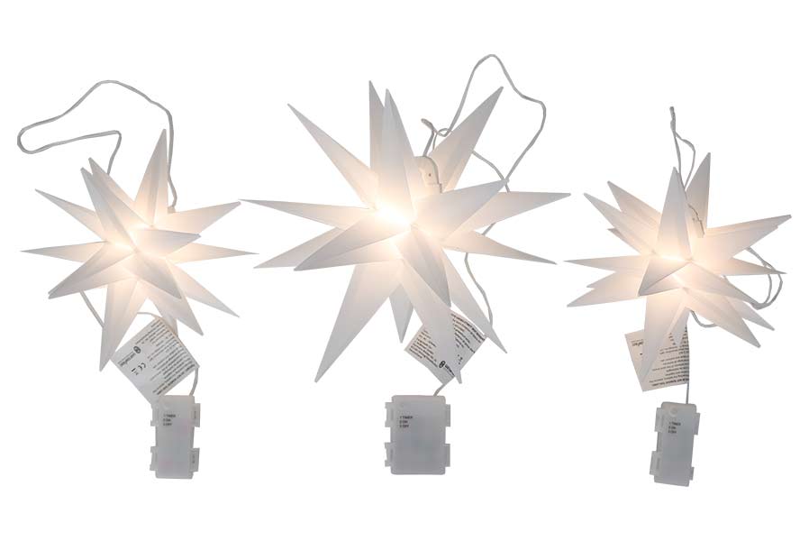 sterne-batteriebetrieben-weiss Set mit 3 Sternen weiß 25/25/35 cm zum Aufhängen batteriebetrieben