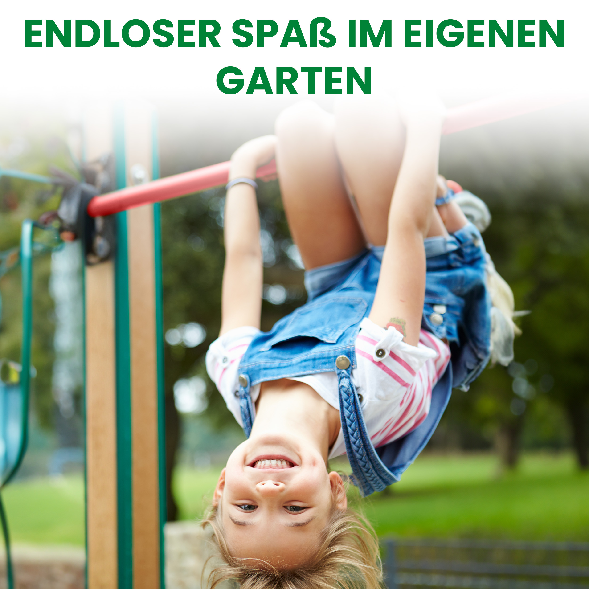 Turnreck mit Lärchen-Pfosten mit Reckstange rot und Einschlaghülsen