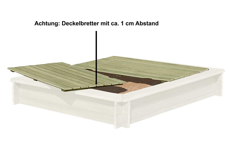 Sandkasten 180x180 cm aus Palisaden Ø 10 cm mit Deckel Sandkasten 180x180 cm aus Palisaden Ø 10 cm mit Deckel