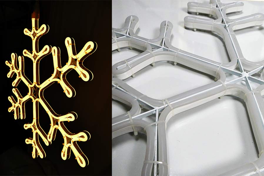 lichtschlauchfigur-schneeflocke Schneeflocke aus 6 m Neon-Lichtschlauch mit 720 LED warmweiß