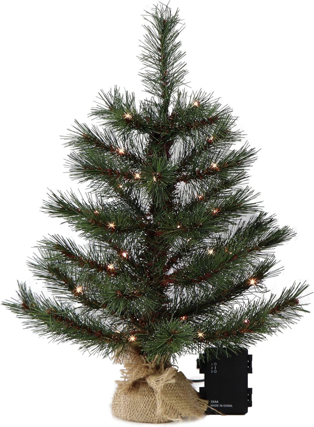 Künstlicher Weihnachtsbaum LED warmweiß kiefernähnlich mit Frosteffekt batteriebetrieben beleuchtet