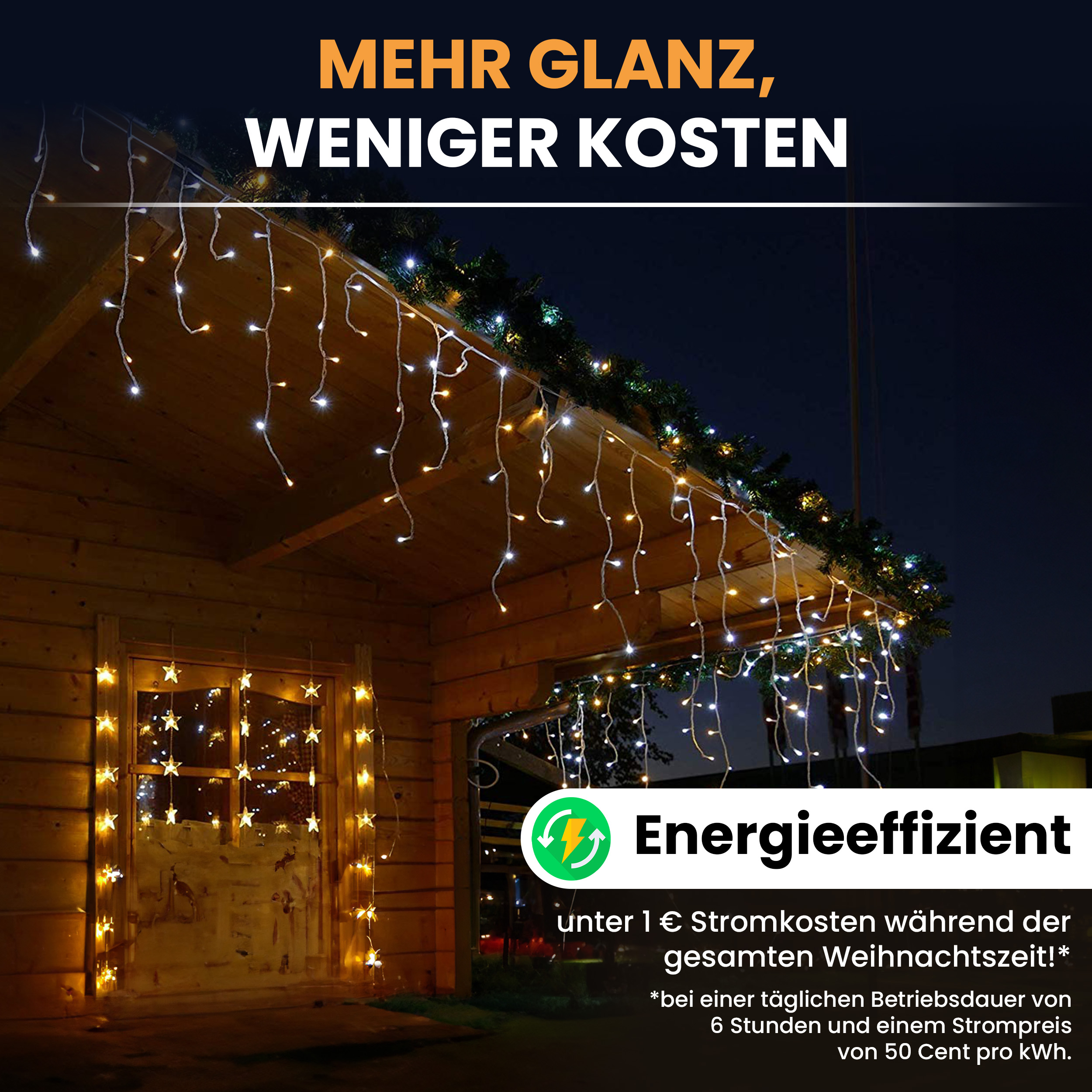 Gartenpirat LED-Eisregen-Lichterkette 12 m warmweiß/kaltweiß IP44
