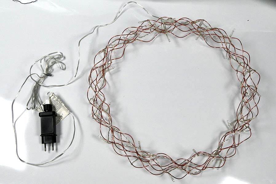 Lichterkranz Ø 40 cm Kupfer 40 LED beleuchtet zum Aufhängen Weihnachten