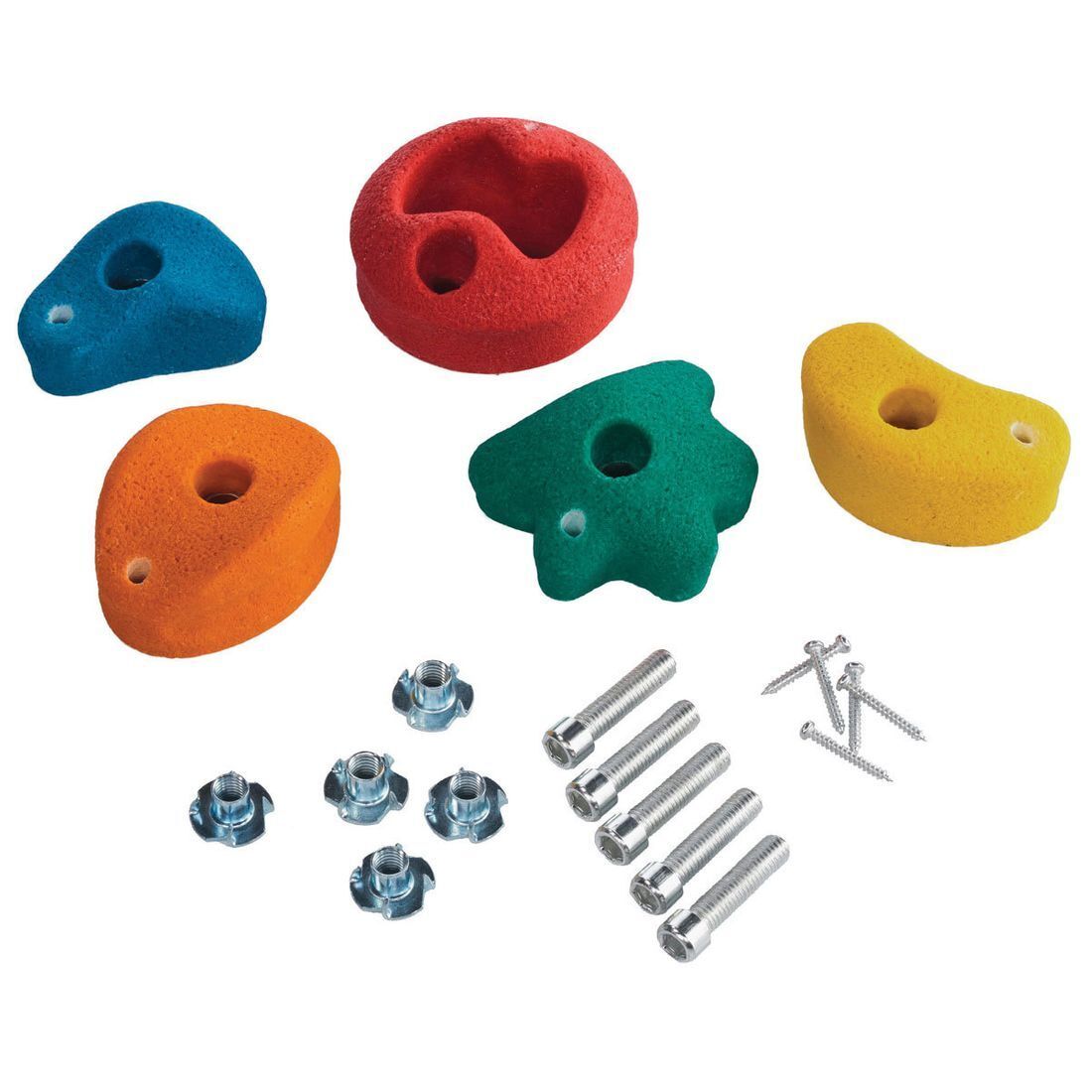 Klettersteine Set 5 Stück bunt mit Drehsicherung Klettergriffe inkl. Schrauben
