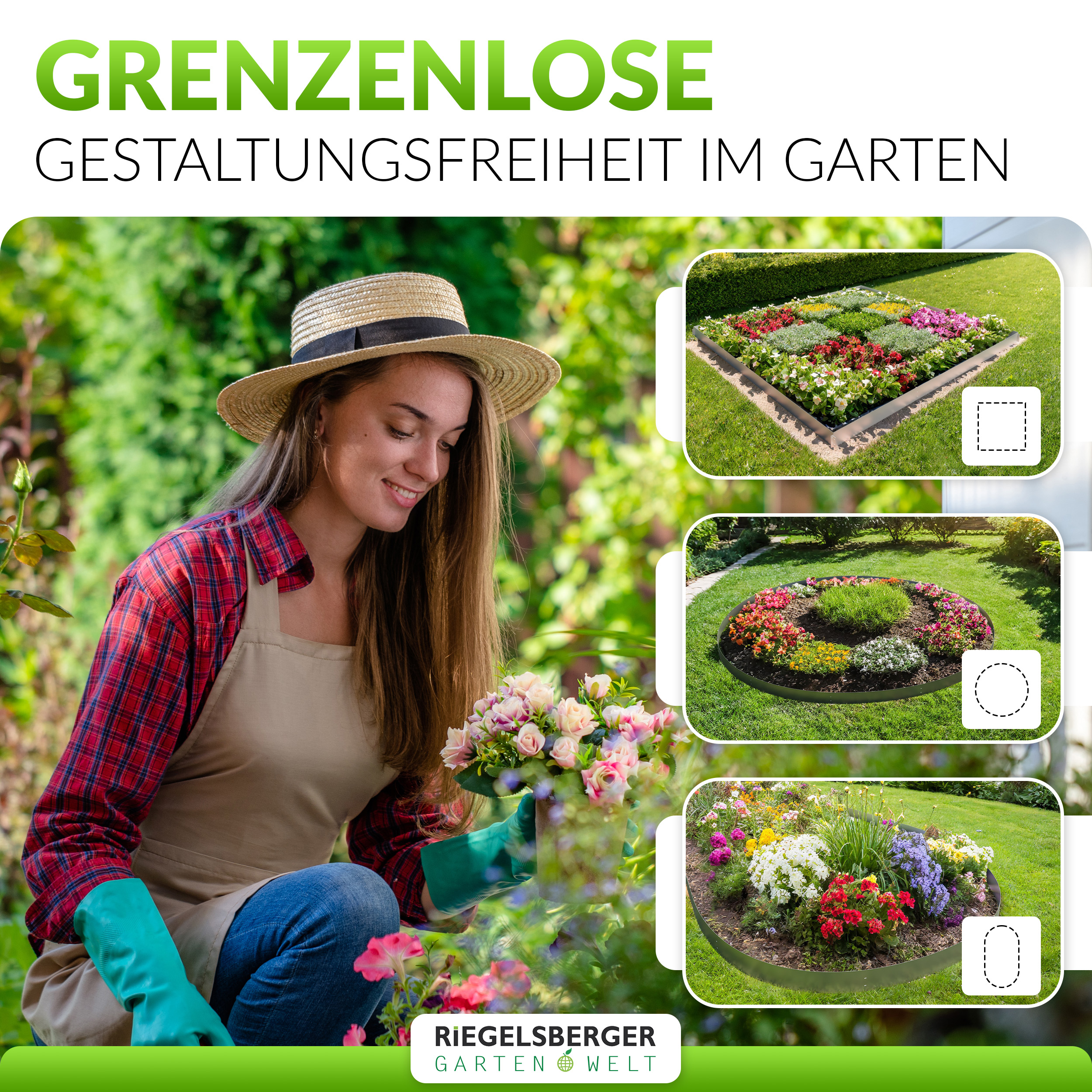 Rasenkante Metall verzinkt 500 cm (5x100 cm) Höhe 18 cm Mähkante Beeteinfassung