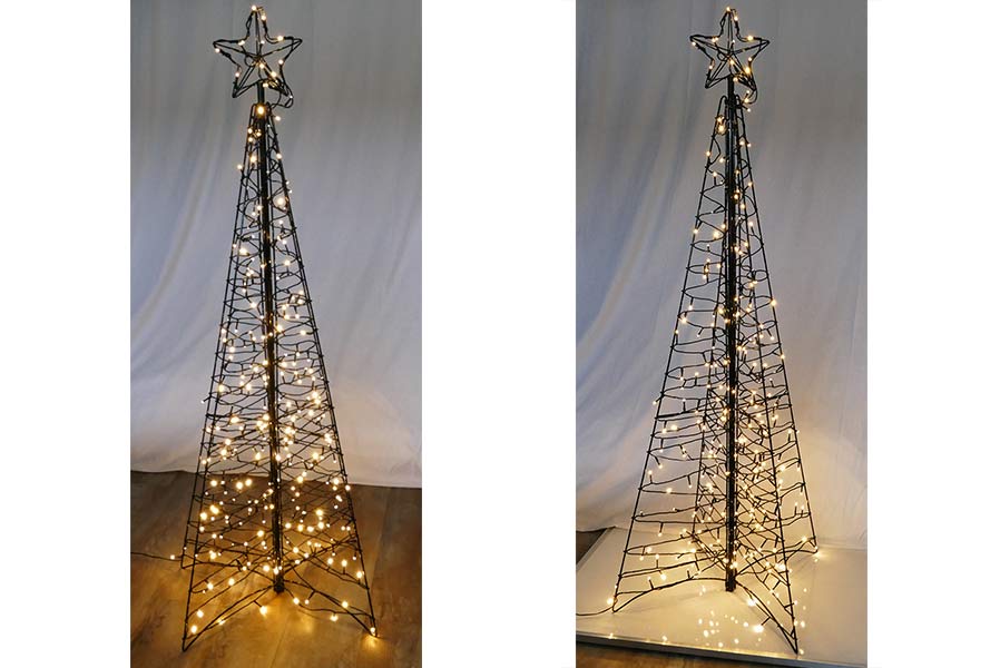 led-baum-mit-stern-aussen Künstlicher LED-Weihnachtsbaum 1,5 m mit Stern 3D-Baum 260 warmweiß LED außen und innen