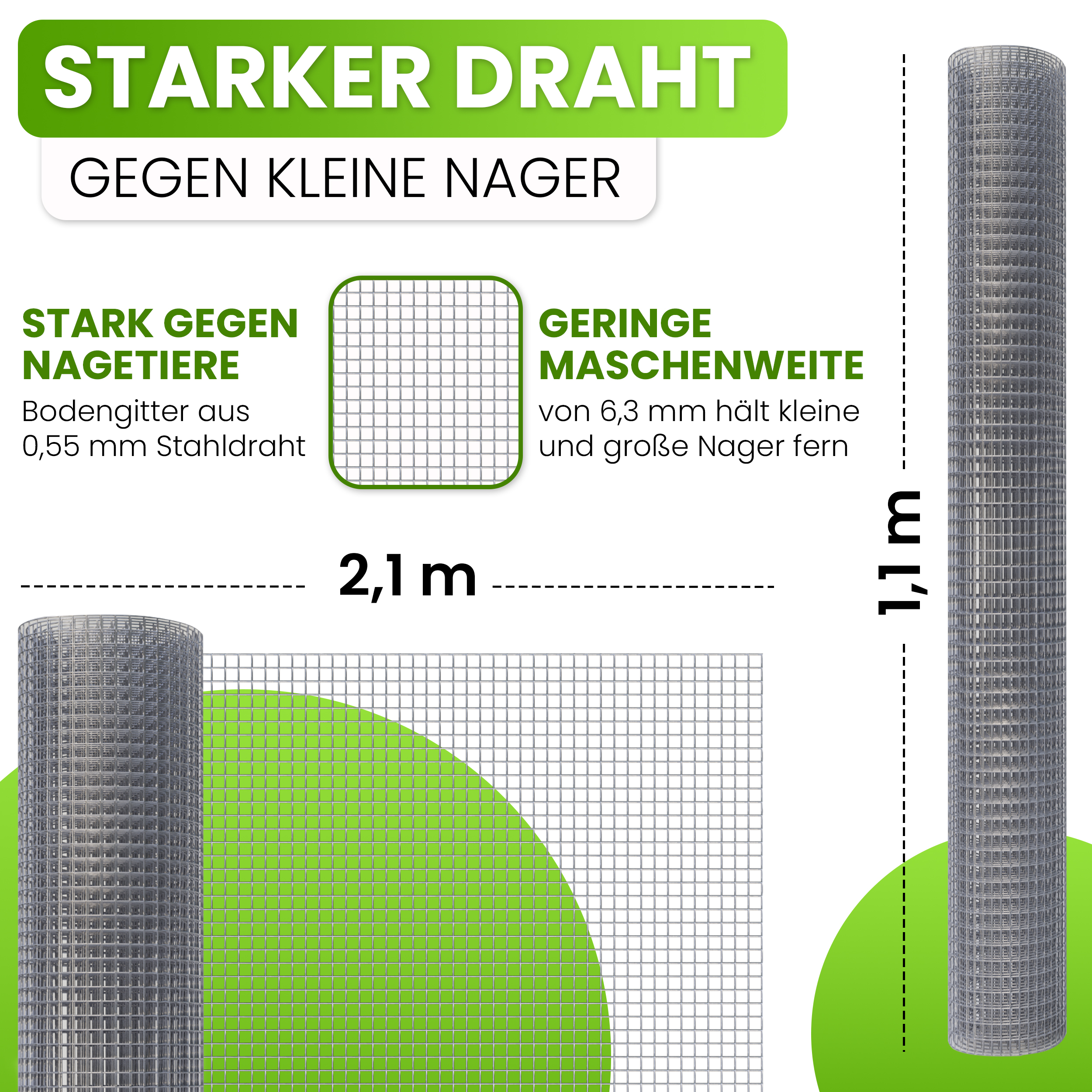 Mausgitter 210x110 cm Wühlmausgitter Wühlmausschutz Metallgitter für Hochbeet