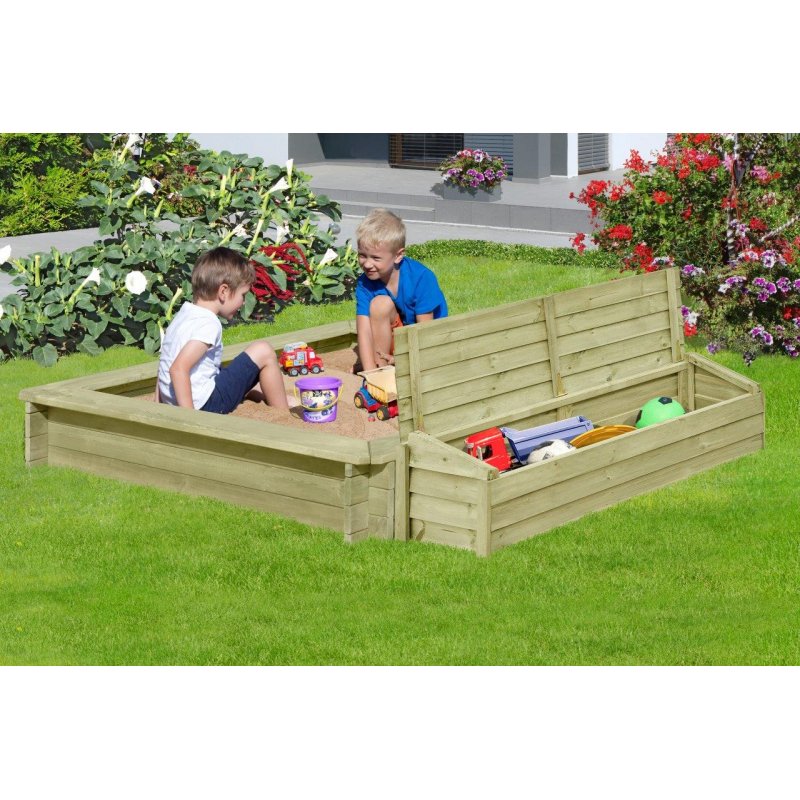 Holzbox aus Holz imprägniert mit Klappdeckel 147x43 cm, Höhe 39 cm Aufbewahrungsbox