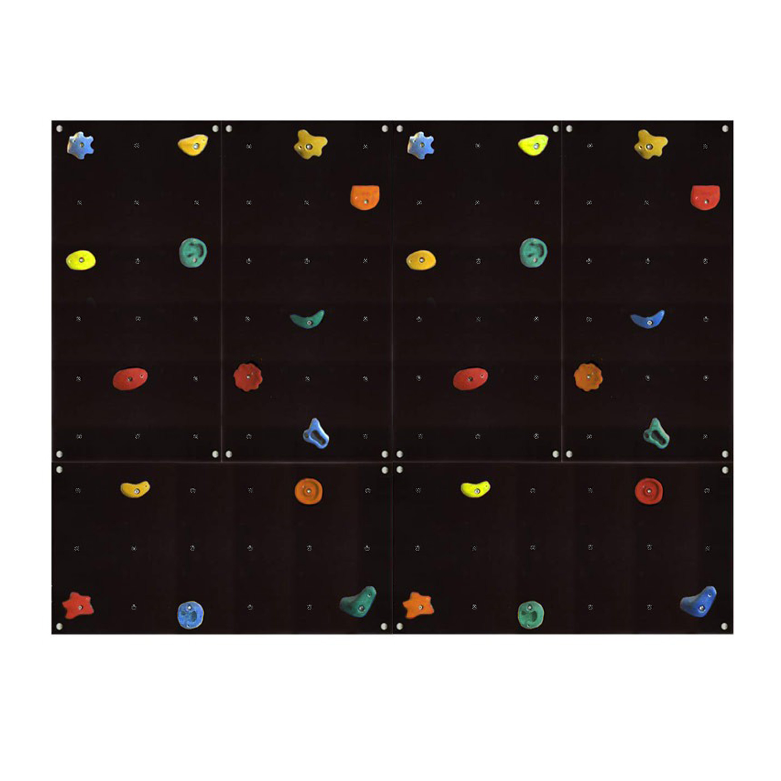 Kletterwand Outdoor mit bunten Klettersteinen und Montagematerial für Kinder und Erwachsene