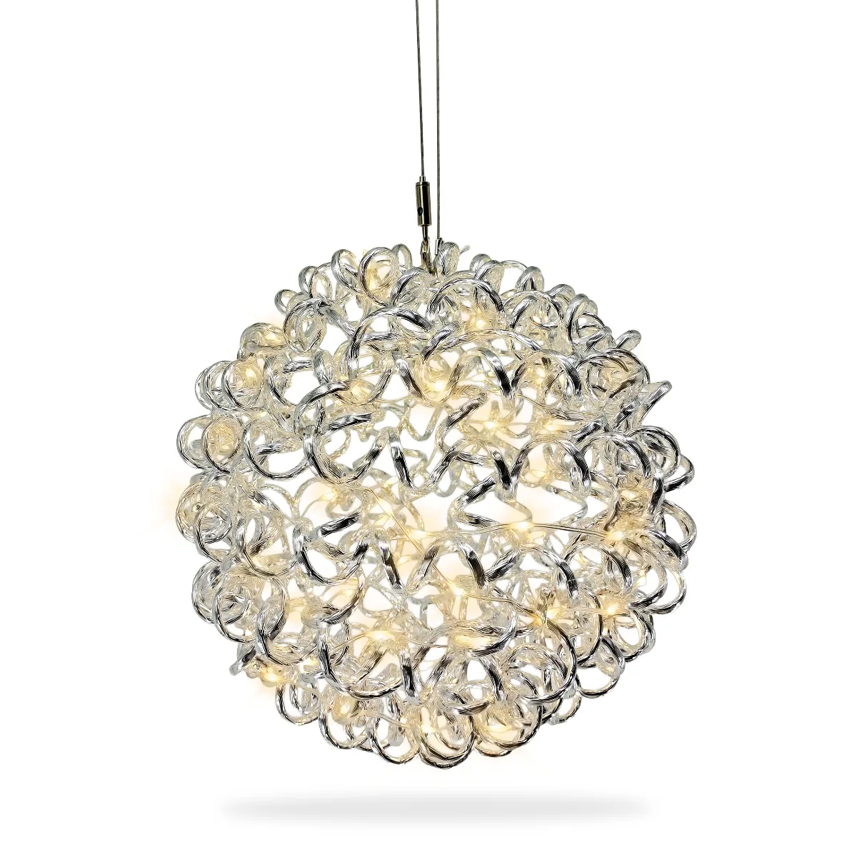 Silber-Dekorationen Aluminium Stern Ball mit LED warmweiß 1 x Ø40 cm + 1 x Ø30cm