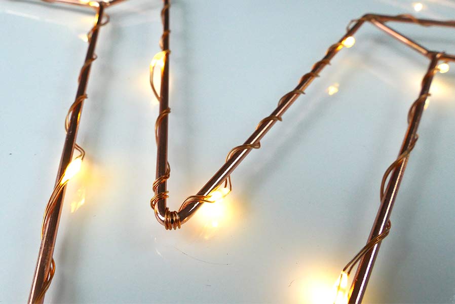 b5SRL1R7ko5oI59 Weihnachtsstern aus kupferfarbenem Draht mit LED-Lichtern warmweiß Fensterstern