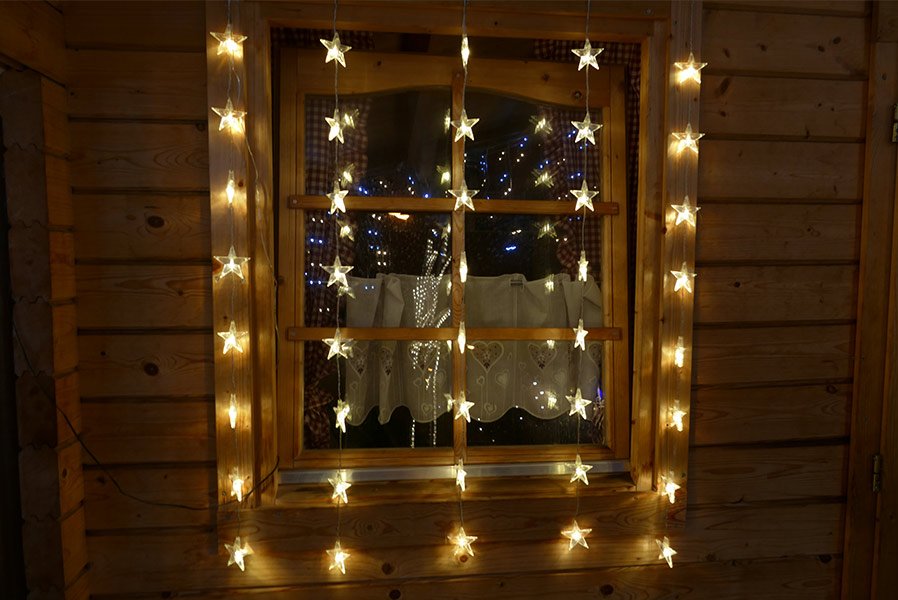 LED-Vorhang mit Sternen Fensterdekoration Lichtervorhang LED-Sternenvorhang