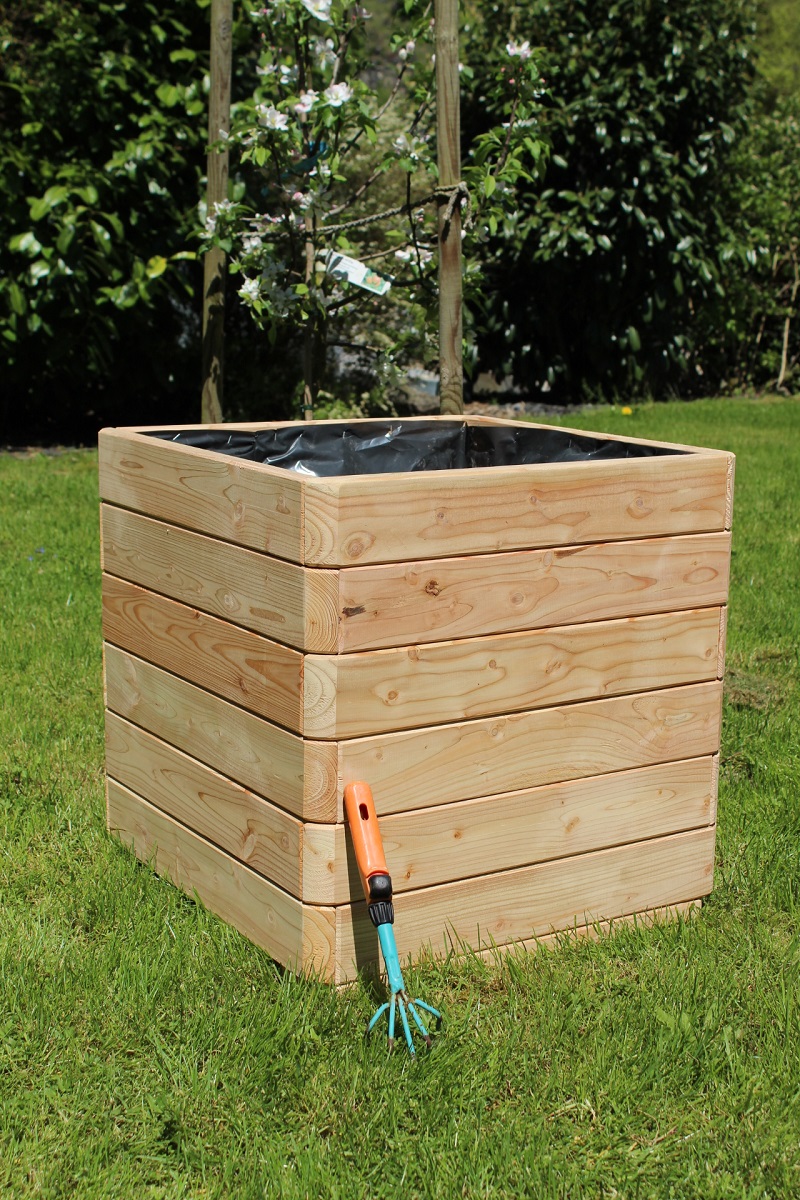 Massiver Pflanzkasten Mammut 58x58xH57 cm aus Lärchenholz natur Blumenkasten Blumentopf Pflanzkübel Kräutertopf