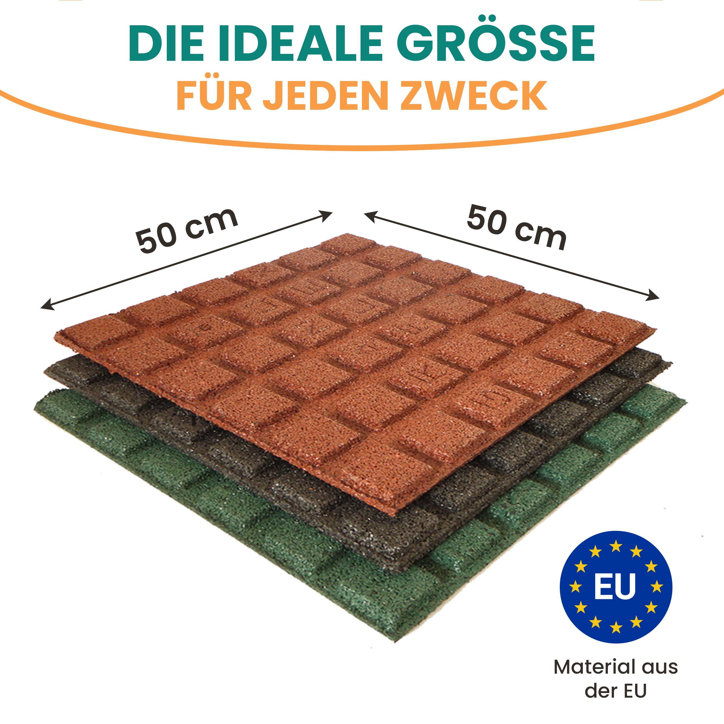 Fallschutzmatte 50x50 cm Gummimatte für Spieltürme Schaukel Rutsche Outdoor