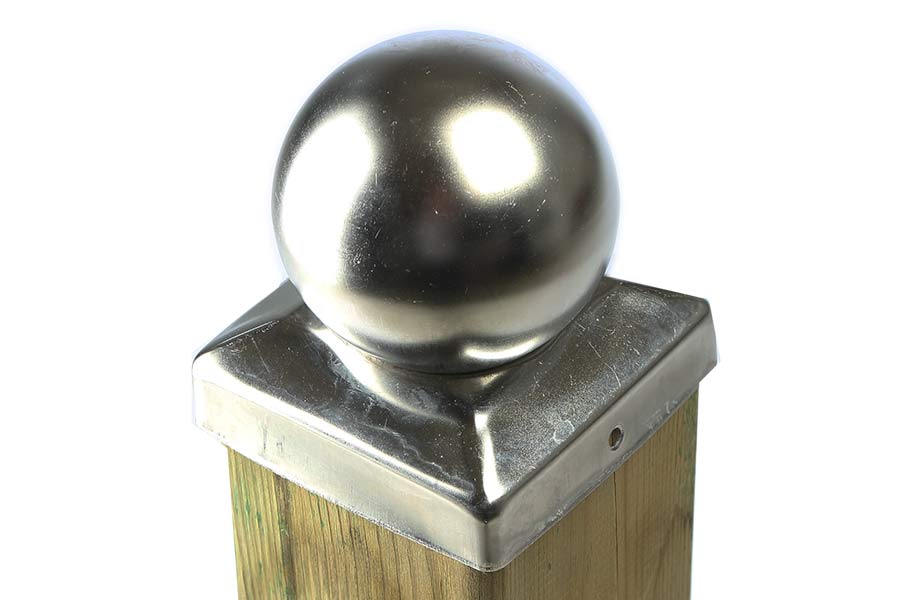 Pfostenkappe Zaunkappe aus Edelstahl mit Kugel für Pfosten 9x9 cm