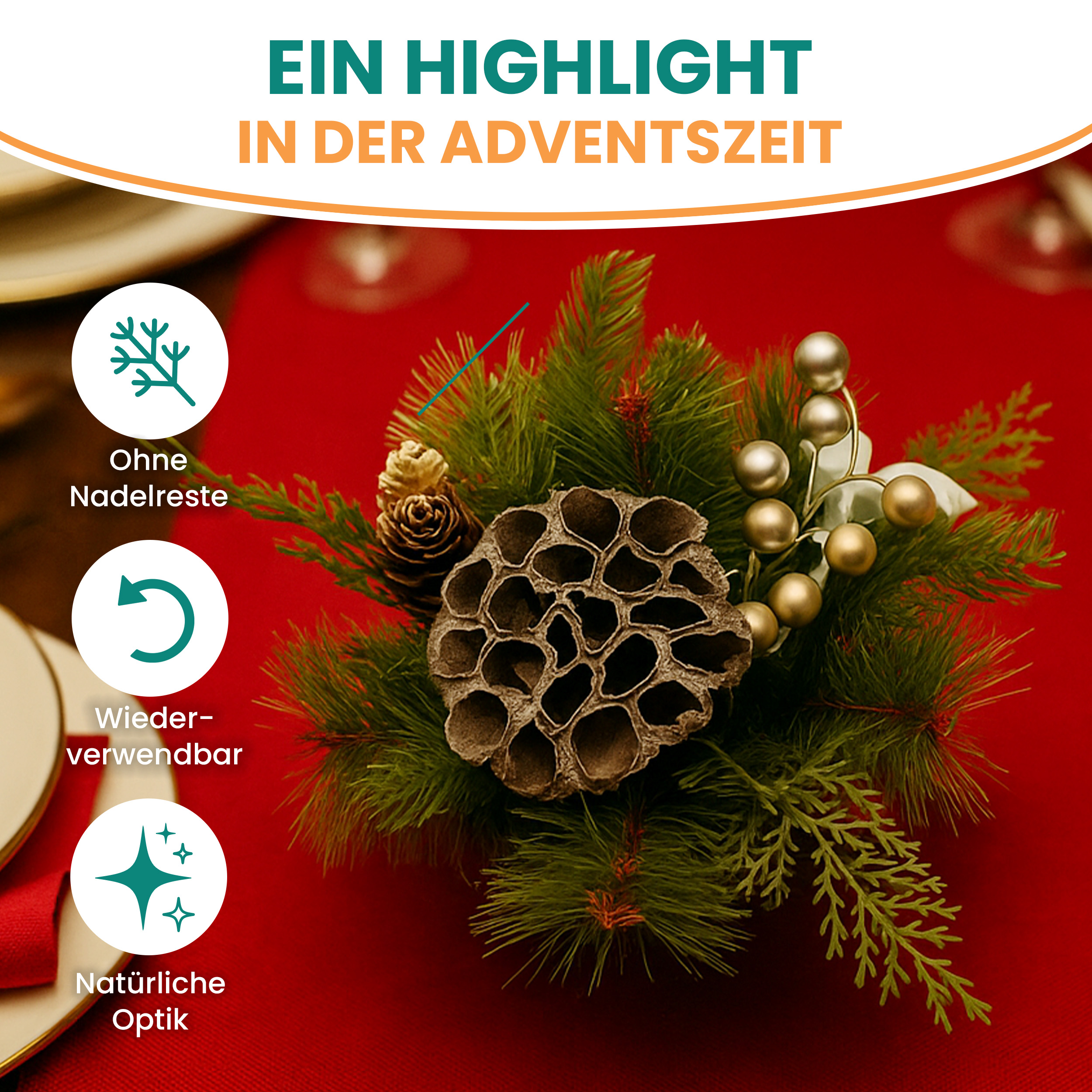 Adventsgesteck im Glas Ø24 cm fertig dekoriert 