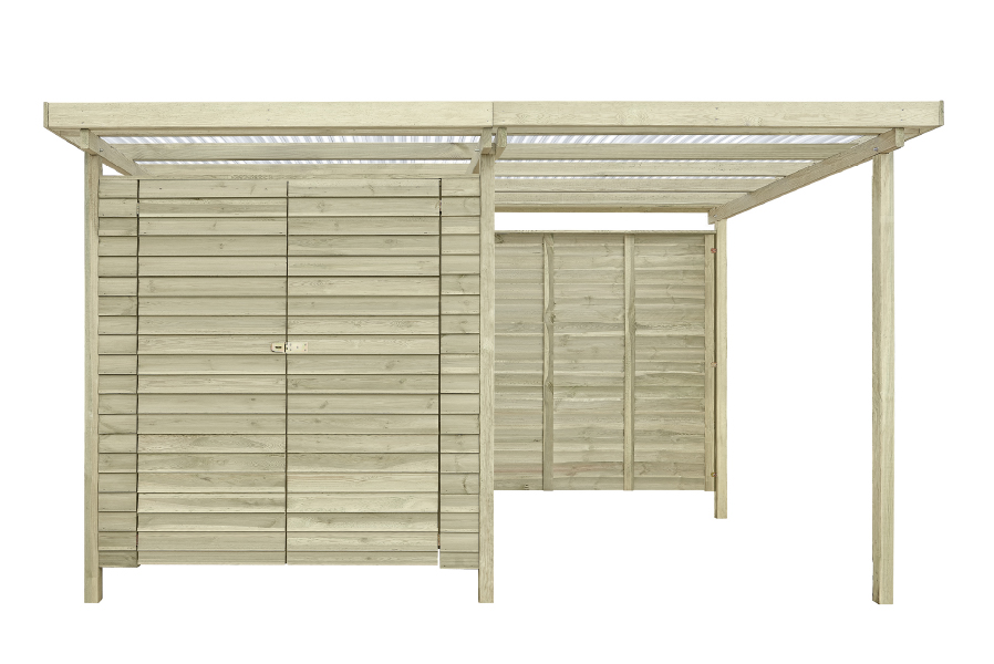 Gerätehaus Cargo Mix mit Unterstand Kiefer KDI 408 x 254 cm Gerätehaus Cargo Mix mit Unterstand Kiefer KDI 408 x 254 cm