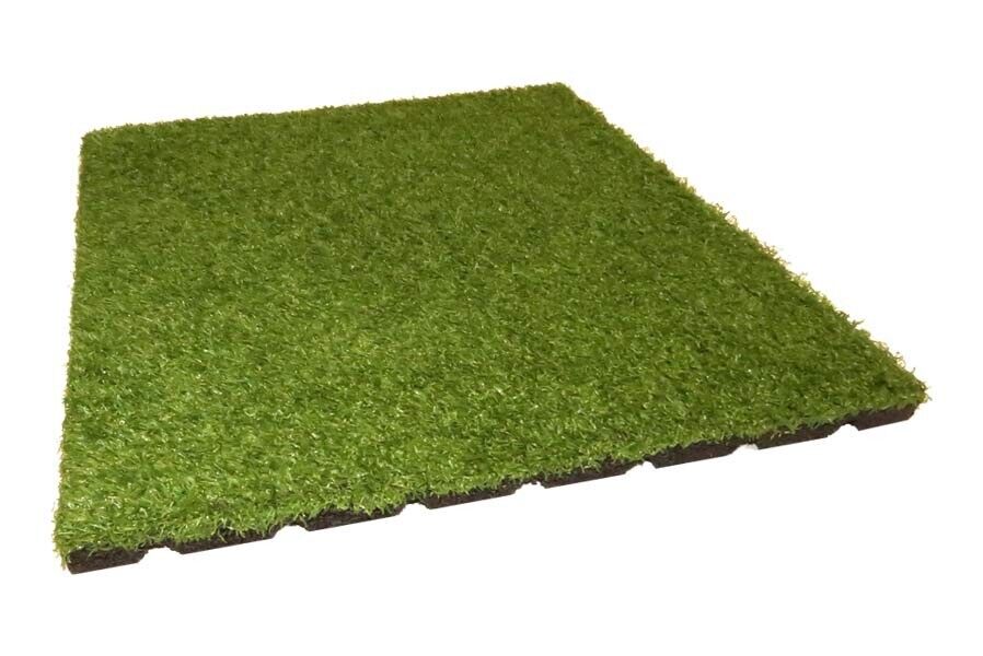 Fallschutzmatte mit Kunstrasen 50x50 cm Stärke 50 mm grün Matte Platte Grasmatte