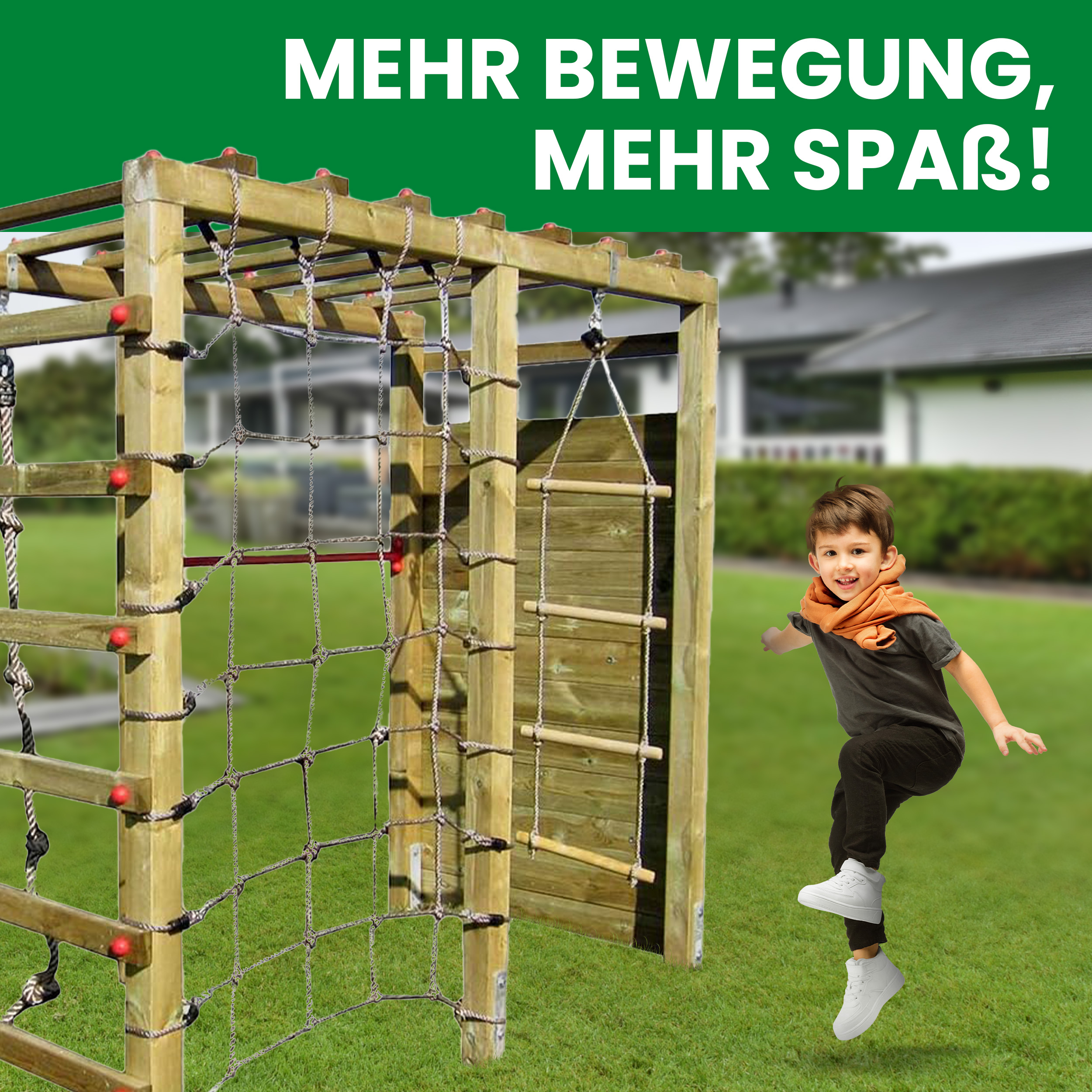 Klettergerüst Black Jack mit Kletterwand Kletternetz und Strickleiter