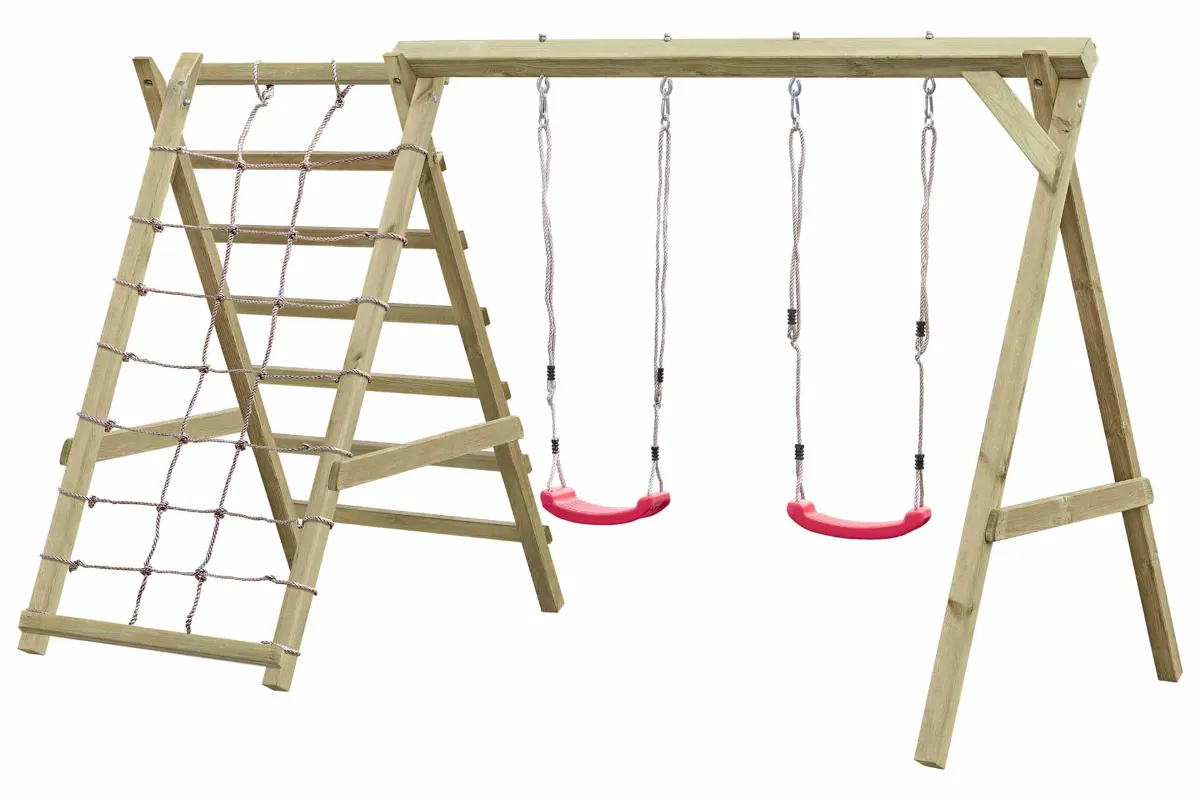 Doppelschaukel Nici mit Kletternetz und Sprossenleiter