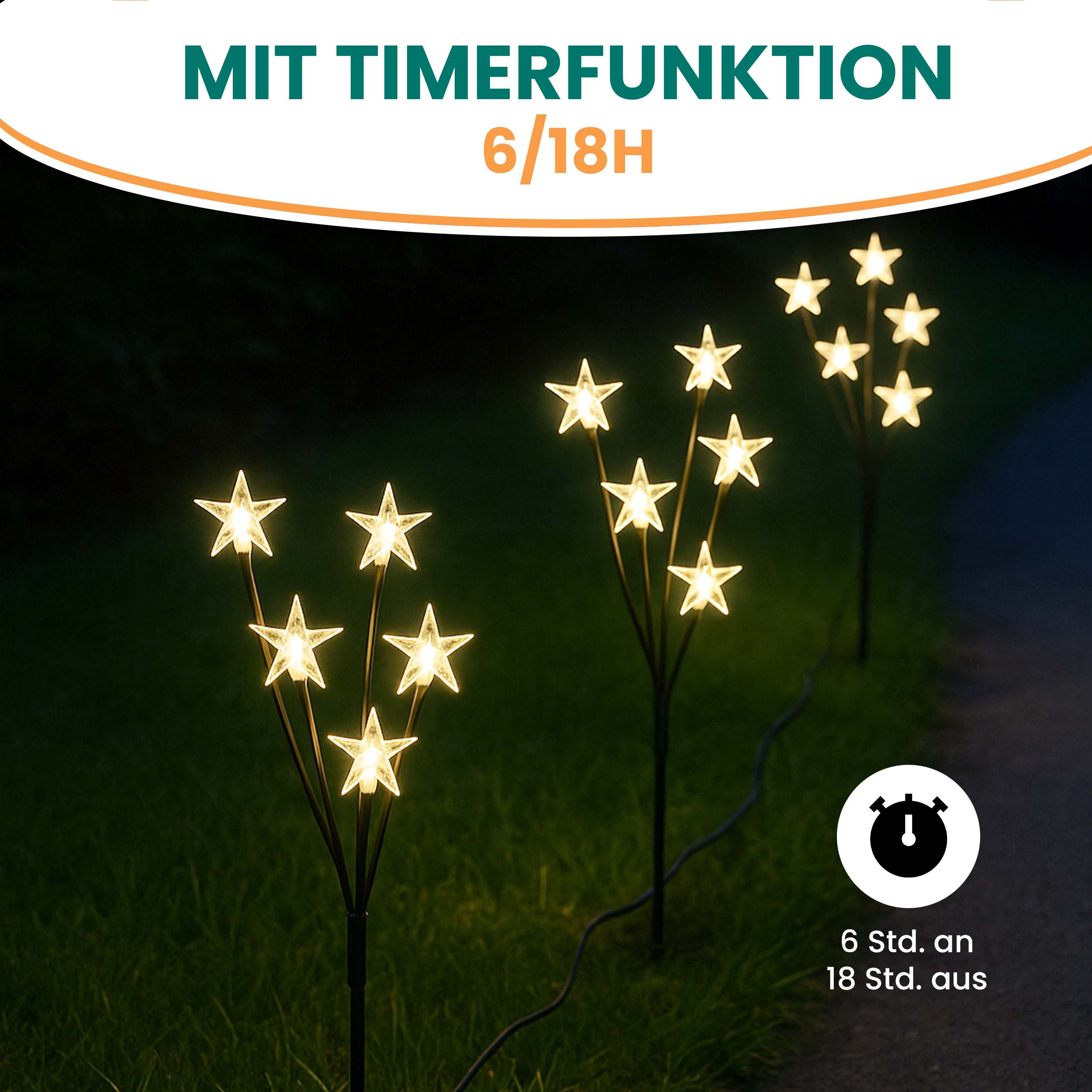 LED Gartenstecker 5er Set Funkelnde Sternenstäbe für den Außenbereich