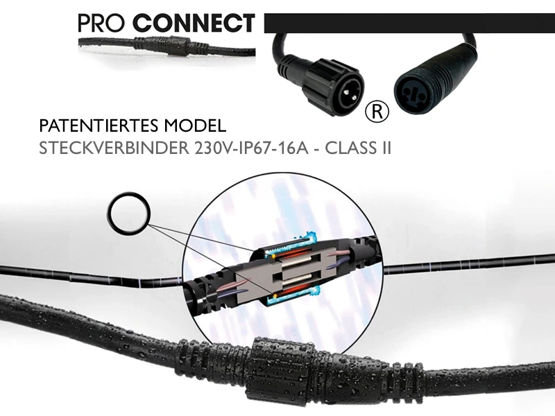 Netzstecker Anschlusskabel IP44 Startadapter für Steckdose 230V