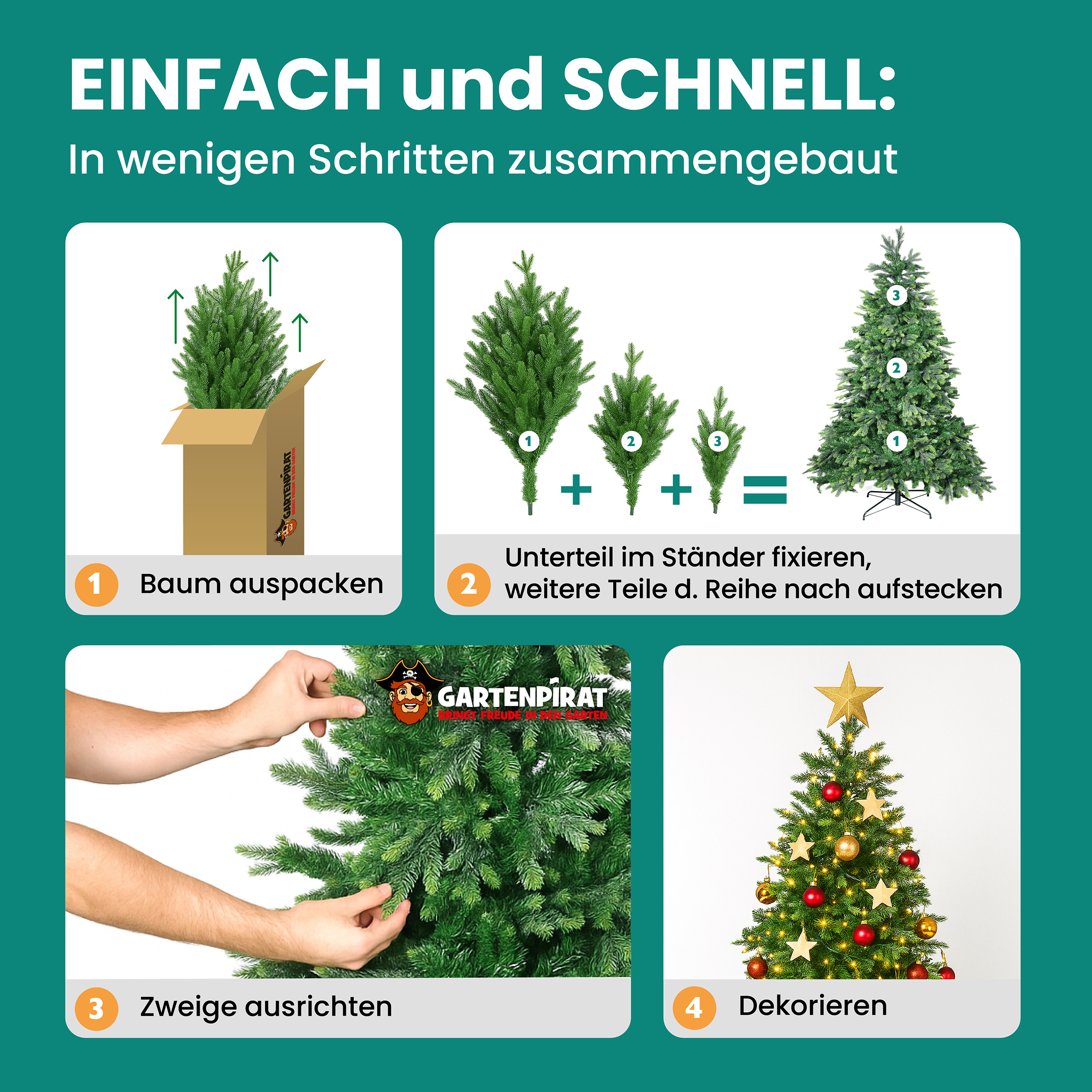 BonTree Tanne künstlicher Weihnachtsbaum mit LED Christbaum