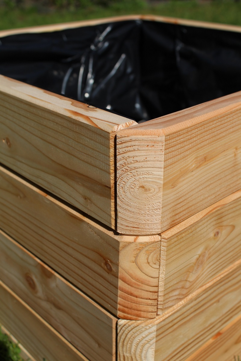 Massiver Pflanzkasten Mammut 50x50xH39 cm aus Lärchenholz natur Blumenkasten Blumentopf Pflanzkübel Kräutertopf