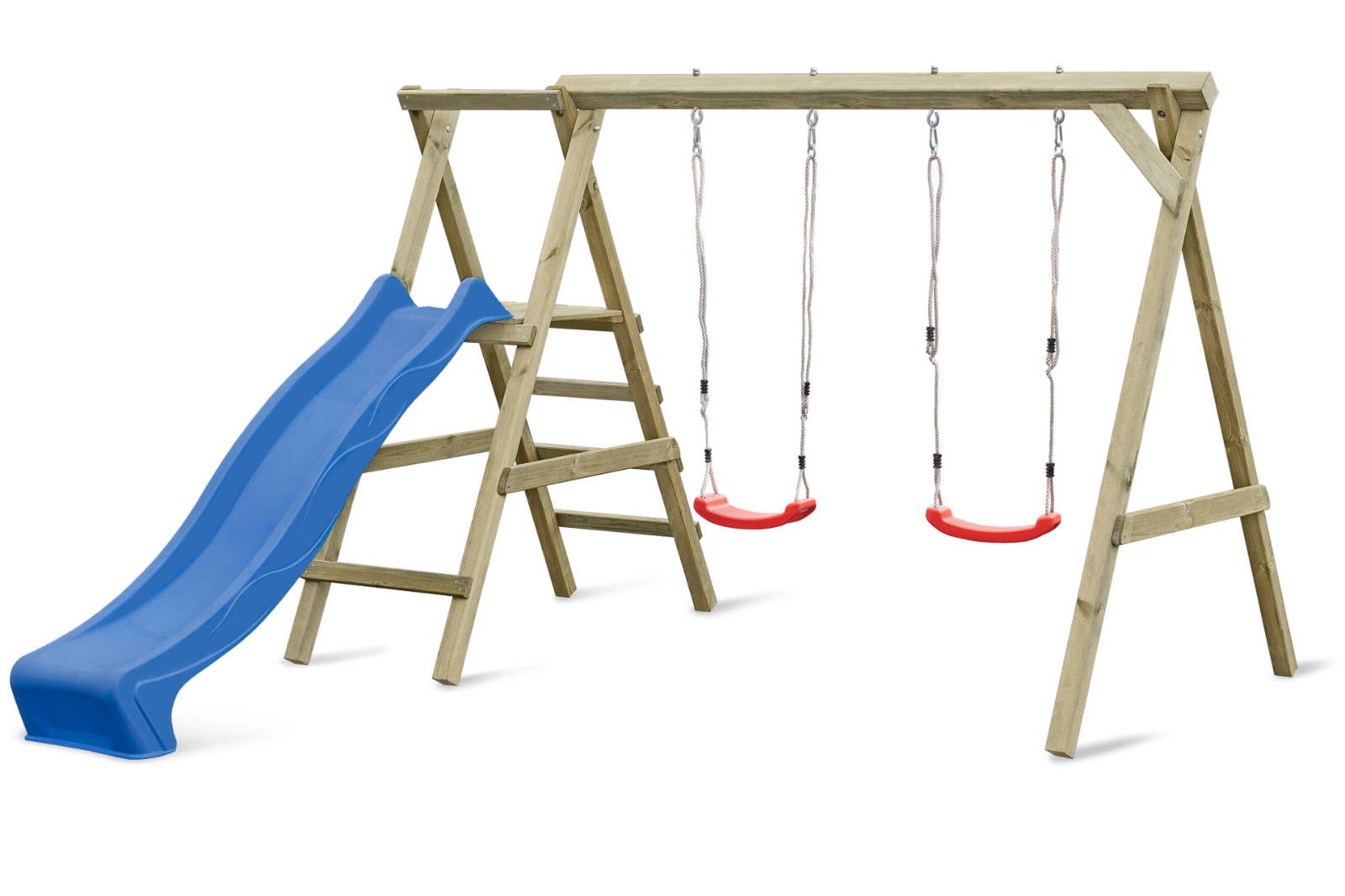 Schaukelgerüst Typ 4.2 mit Doppelschaukel und Rutsche für Kinder