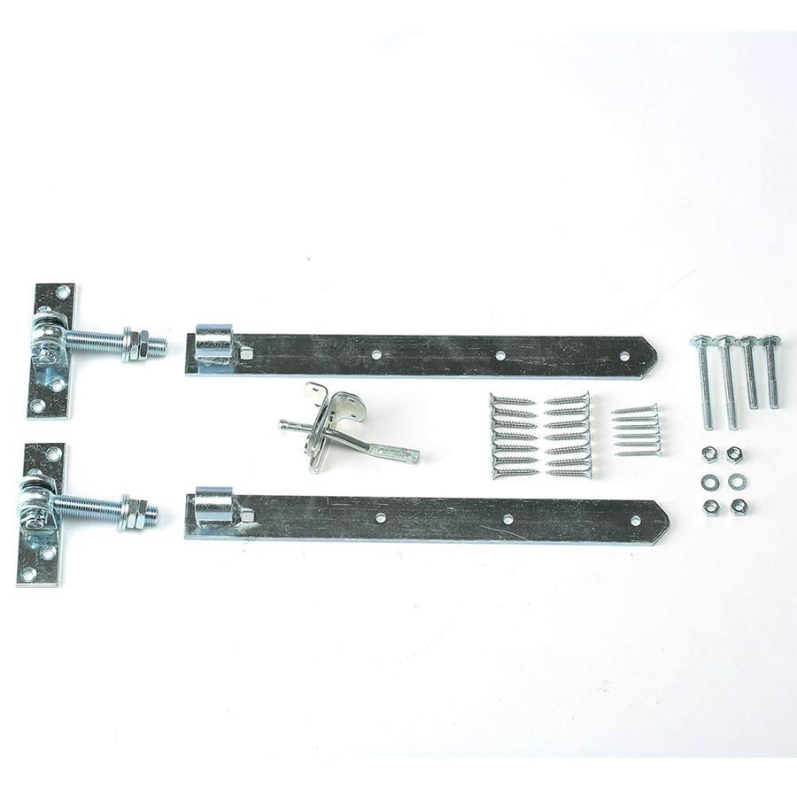 Torbeschläge verzinkt Gartentor-Set mit 2x Torband verstellbar Gartentorfalle