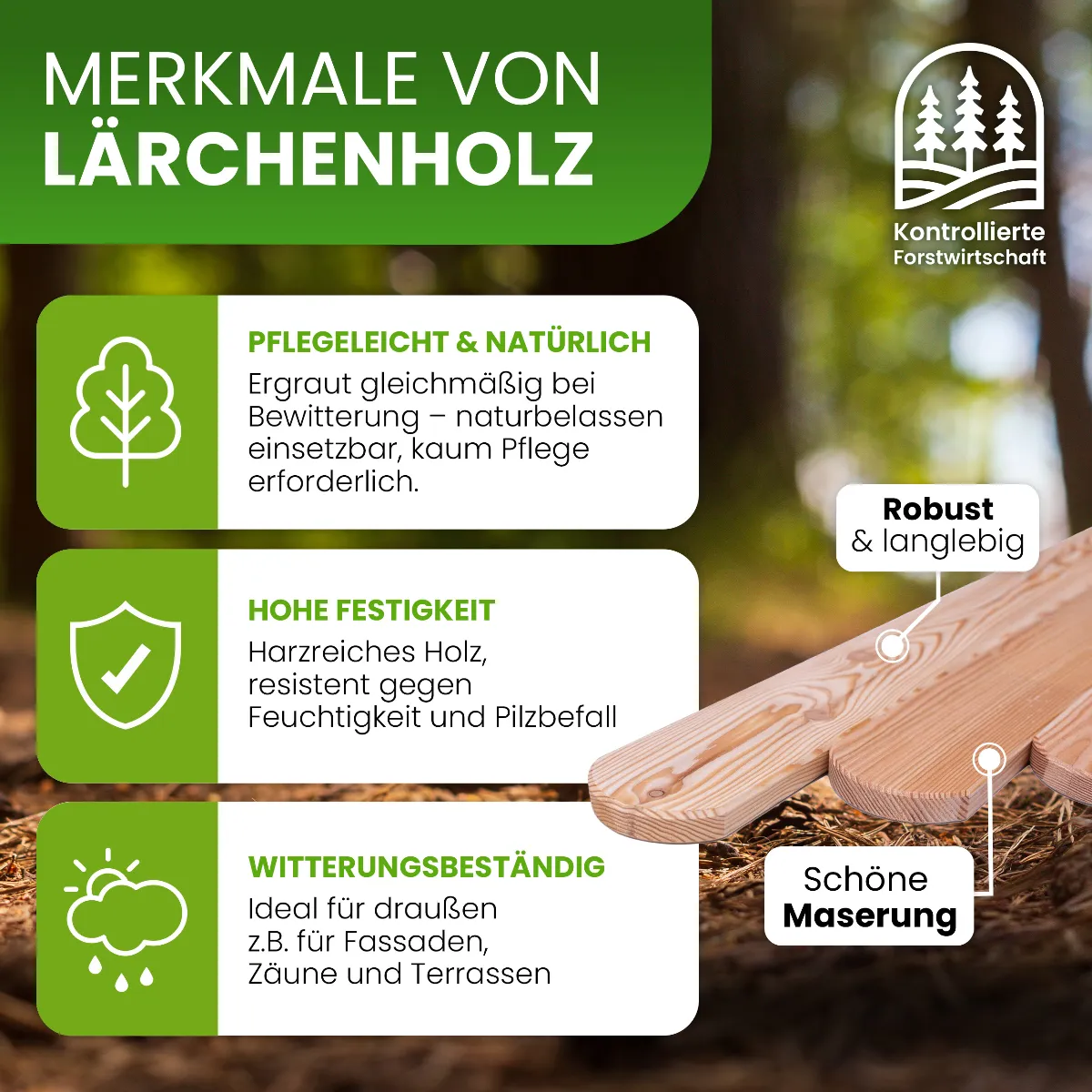 Holzpaket für Gartenzaun Lattenzaun inkl. Schrauben 180 cm breit Lärche natur Typ A 60 cm hoch