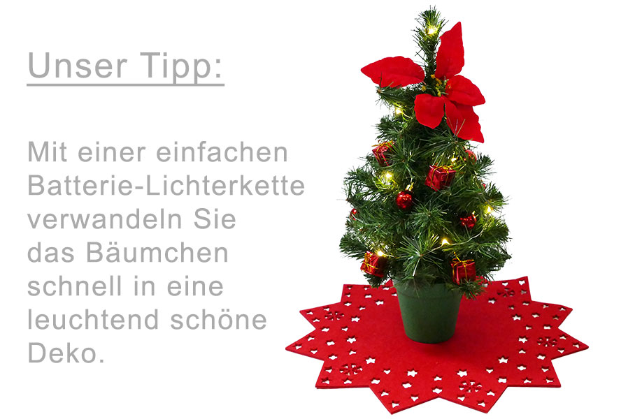 Weihnachtsbaum künstlich Mini-Weihnachtsbaum 40 cm mit roten Christbaumkugeln