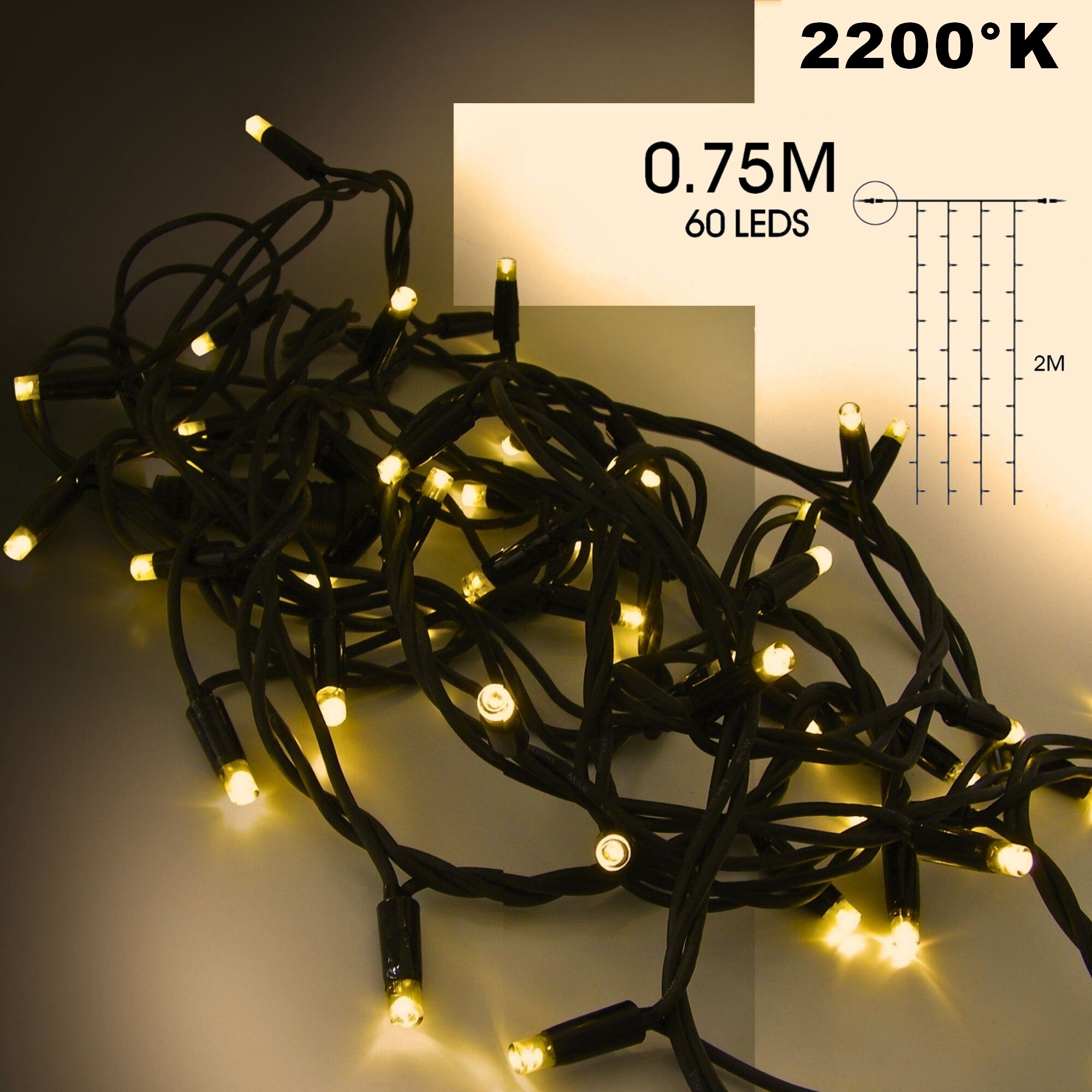 PRO CONNECT Lichtervorhang 75 x 200 cm 60 LED warmweiß - IP44 für innen & außen