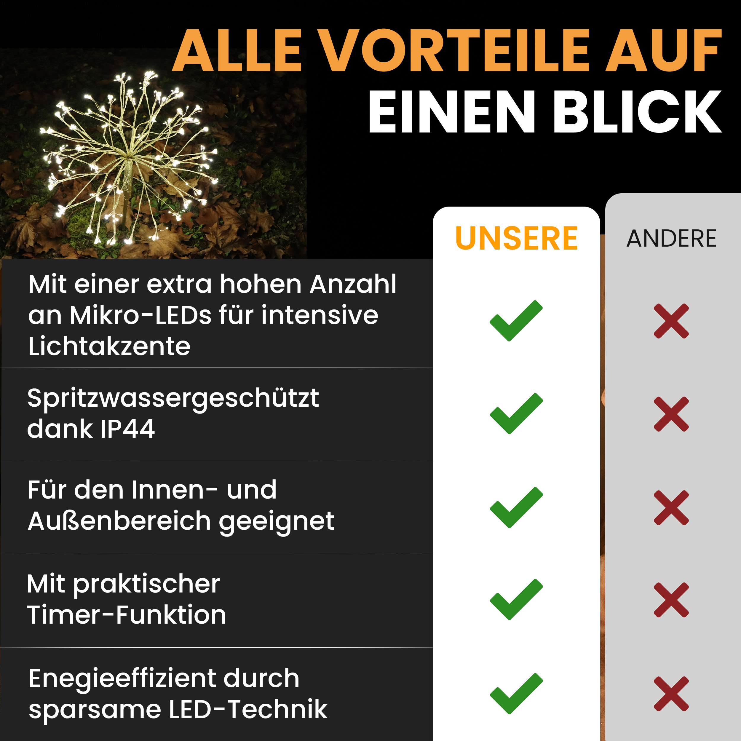 76I46k74KSKwr3 Lichterbaum 45 cm 600 LED warmweiß Timer-Funktion LED-Dekoration LED-Baum Weihnachtsdeko