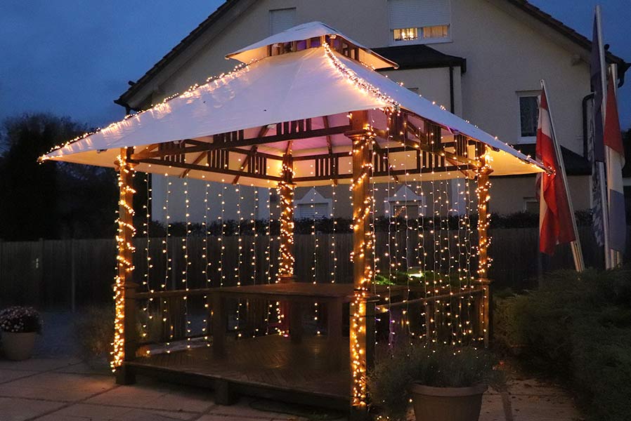 Lichtervorhang 3x3 m 300 LED warmweiß LED-Vorhang mit 8 Programmen
